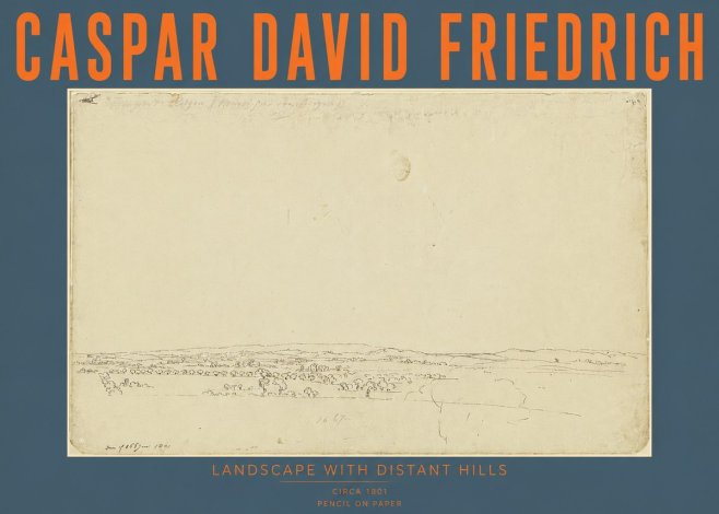 Caspar David Friedrich Landscape with Distant Hills No4 - Affiche