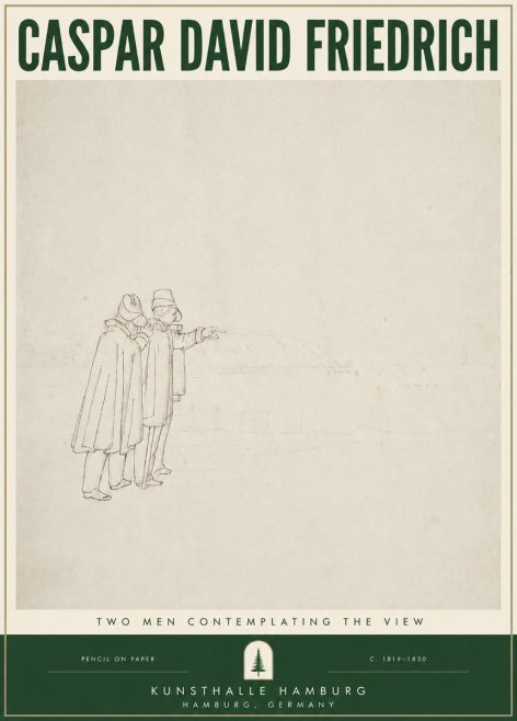 Caspar David Friedrich Two Men Contemplating the View No3 - Affiche