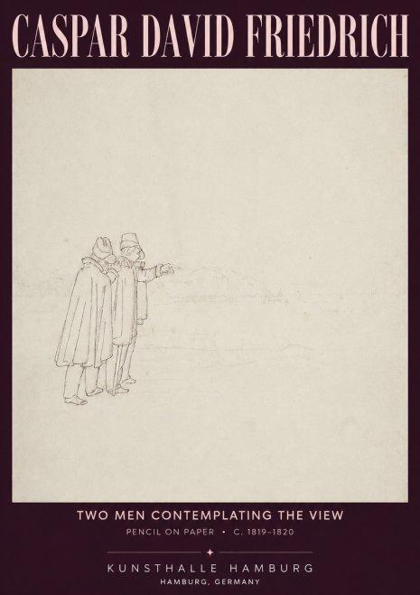 Caspar David Friedrich Two Men Contemplating the View No4 - Affiche