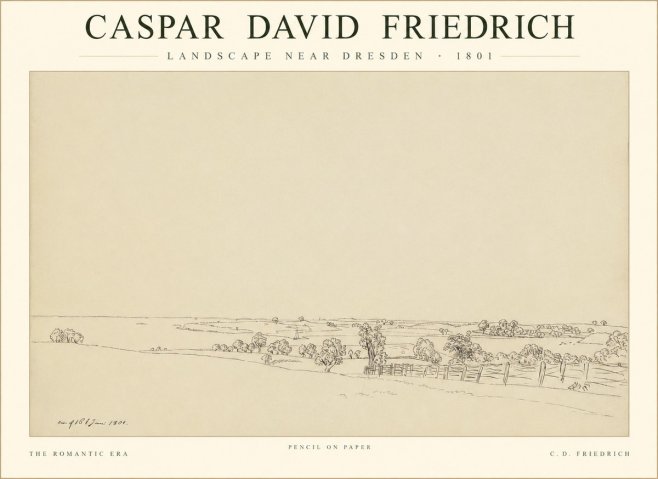 Caspar David Friedrich View of the Countryside Near Dresden No3 - Affiche