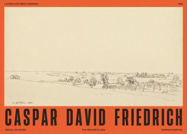 Caspar David Friedrich View of the Countryside Near Dresden No4 - Affiche
