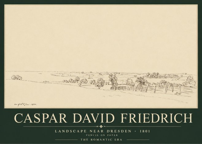 Caspar David Friedrich View of the Countryside Near Dresden No5 - Affiche