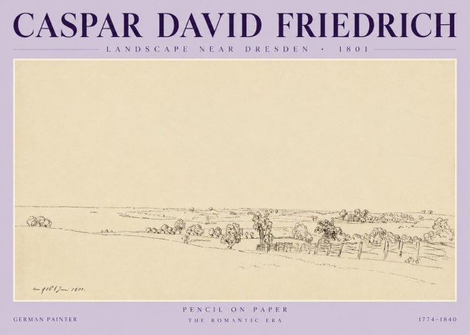 Caspar David Friedrich View of the Countryside Near Dresden No6 - Affiche
