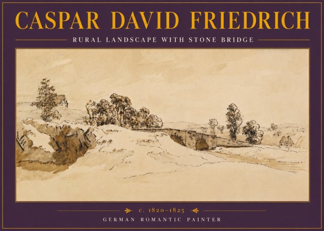 Caspar David Friedrich Rural Landscape with Stone Bridge No5 - Affiche
