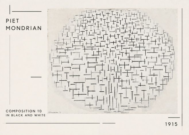 Piet Mondrian Composition 10 in Black and White No1 - Affiche
