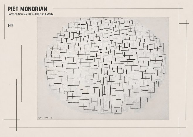 Piet Mondrian Composition 10 in Black and White No2 - Affiche