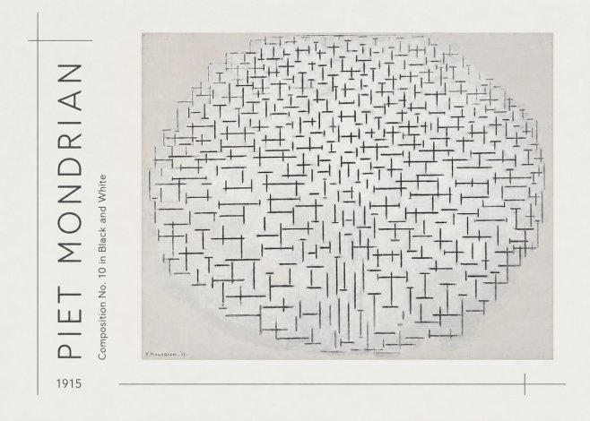 Piet Mondrian Composition 10 in Black and White No3 - Affiche