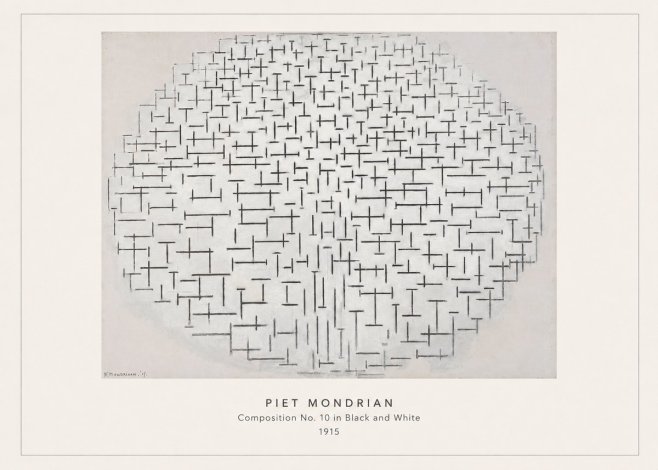 Piet Mondrian Composition 10 in Black and White No4 - Affiche