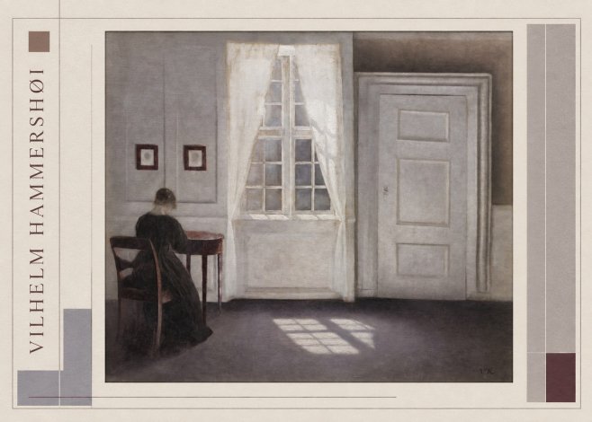 Vilhelm Hammershøi Interior with a Woman at a Table No2 - Affiche