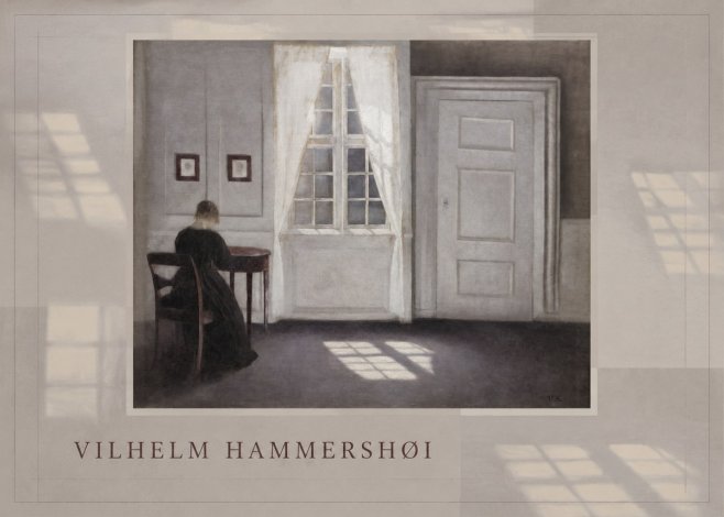 Vilhelm Hammershøi Interior with a Woman at a Table No3 - Affiche