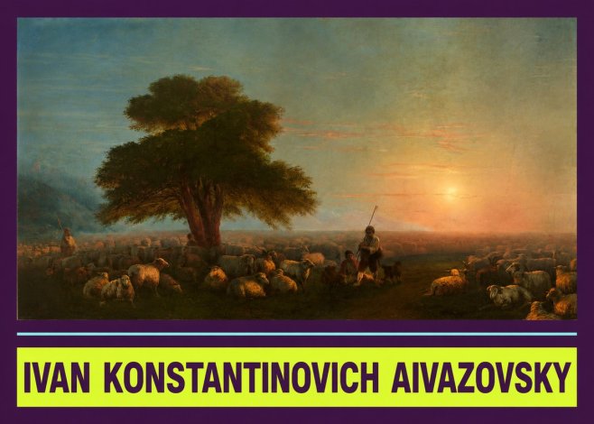 Ivan Konstantinovich Aivazovsky Shepherd with Flock at Sunset No4 - Affiche