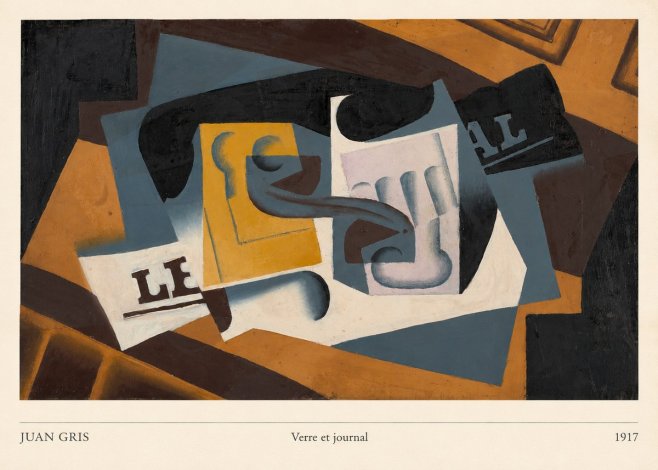 Juan Gris Verre Et Journal No6 - Affiche