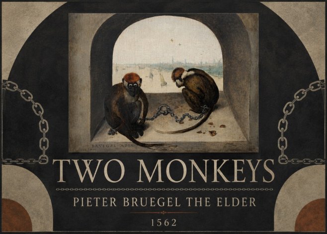 Pieter Bruegel Two Monkeys II No2 - Affiche