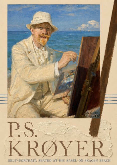 P.S. Krøyer Self-portrait, Seated at His Easel on Skagen Beach No6 - Affiche