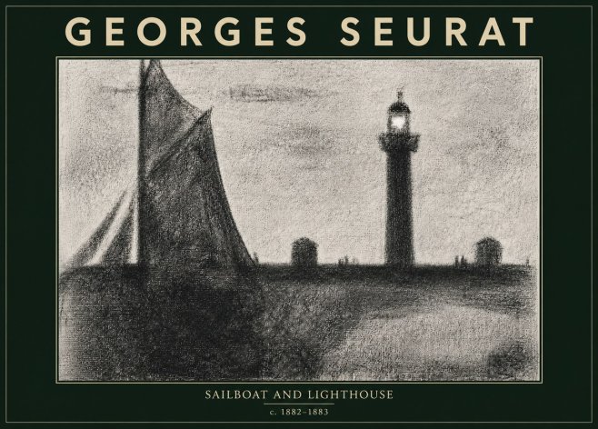 Seurat Sailboat and Lighthouse No5 - Affiche