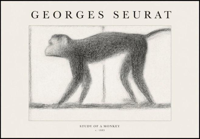 Seurat Study of a Monkey No1 - Affiche