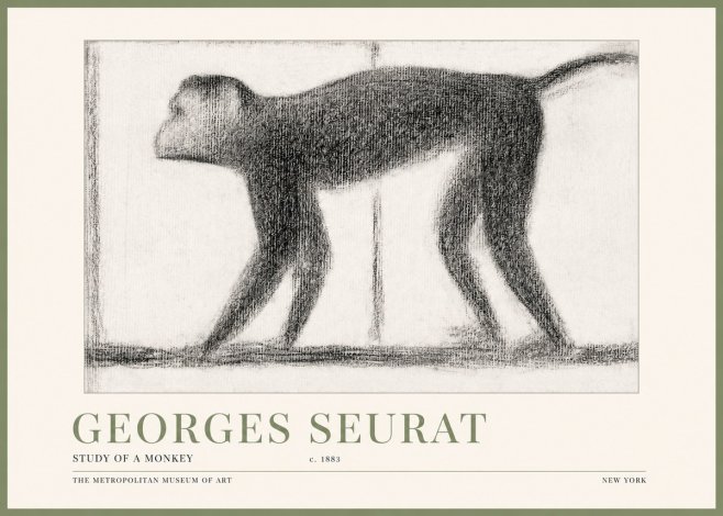 Seurat Study of a Monkey No3 - Affiche