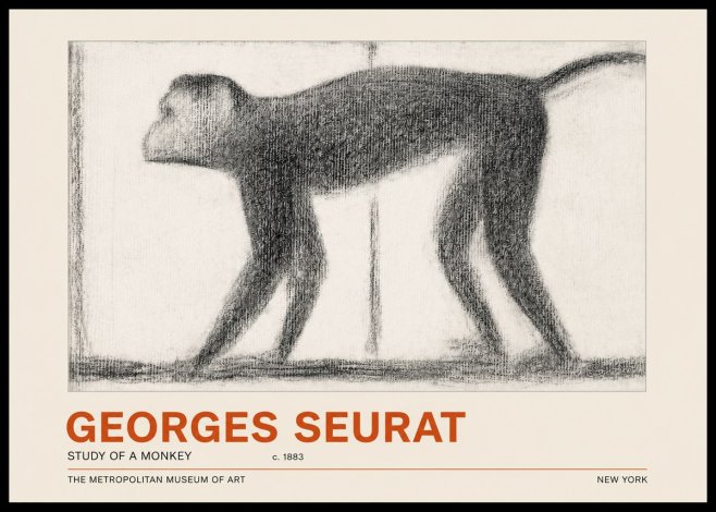 Seurat Study of a Monkey No4 - Affiche