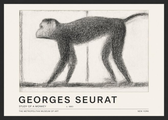 Seurat Study of a Monkey No5 - Affiche