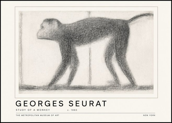 Seurat Study of a Monkey No6 - Affiche