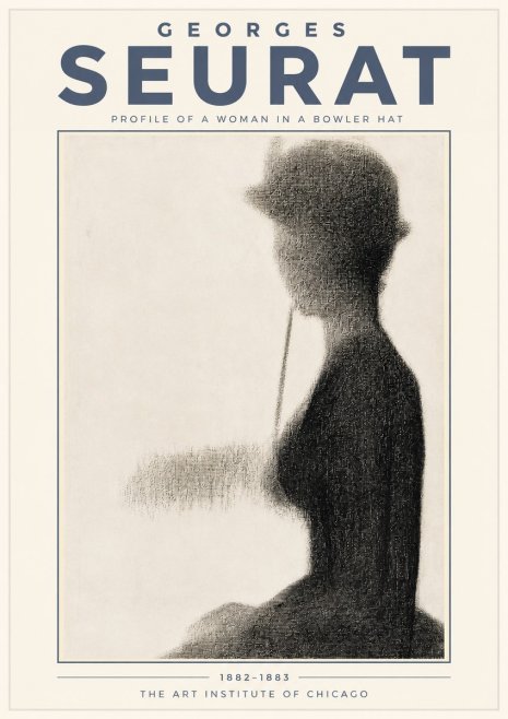 Seurat Profile of a Woman in a Bowler Hat No4 - Affiche