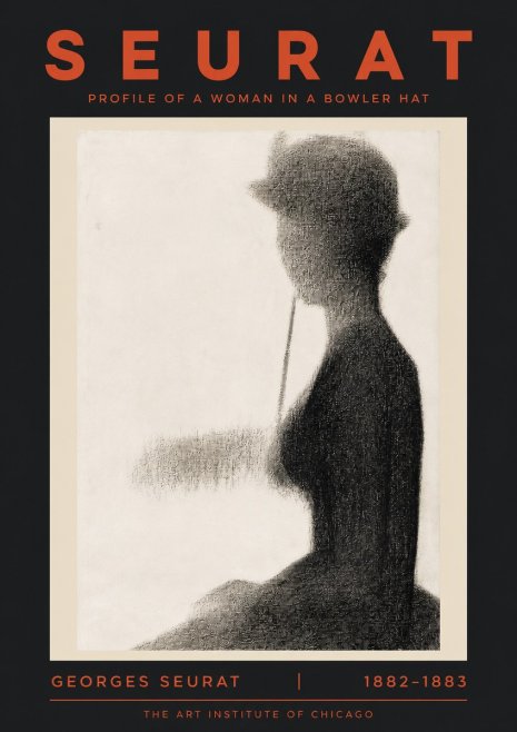 Seurat Profile of a Woman in a Bowler Hat No5 - Affiche