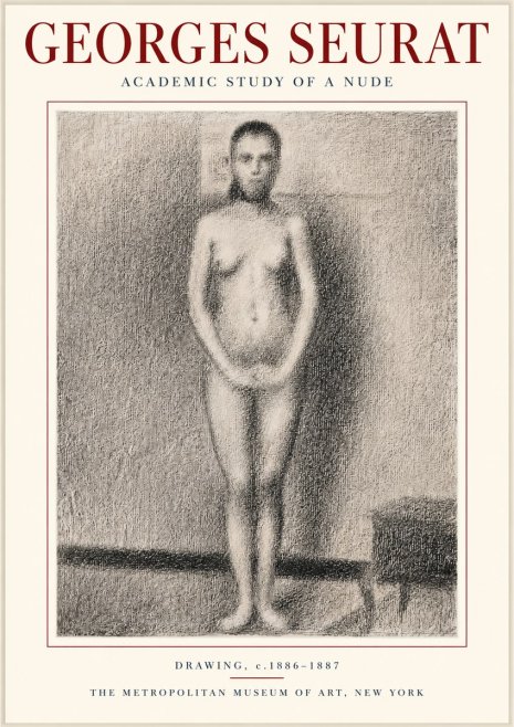 Seurat Academic Study of a Nude No3 - Affiche