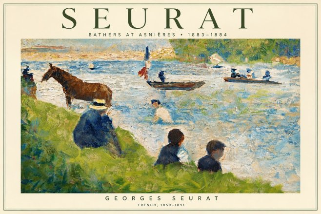Seurat Bathers at Asnières II No3 - Affiche