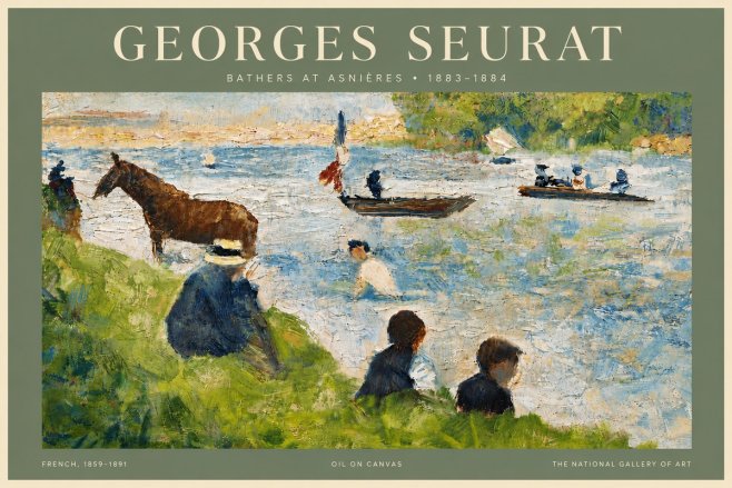 Seurat Bathers at Asnières II No6 - Affiche
