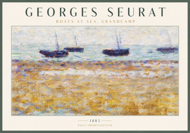 Seurat Boats at Sea, Grandcamp No5 - Affiche