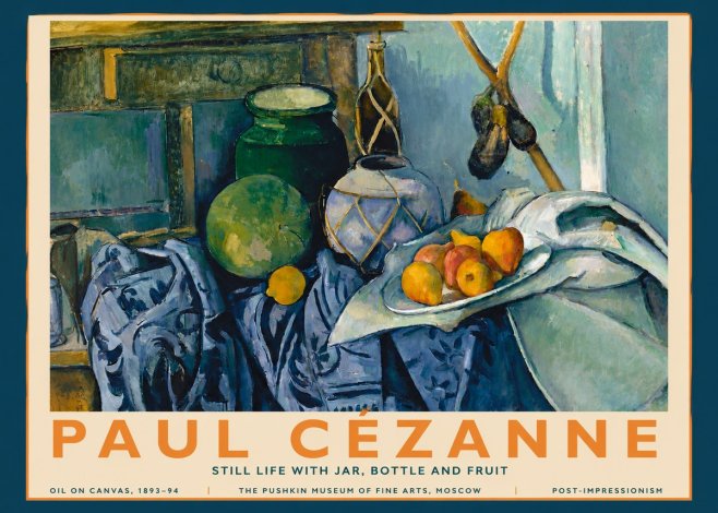 Paul Cézanne Still Life with Jar, Bottle and Fruit No3 - Affiche