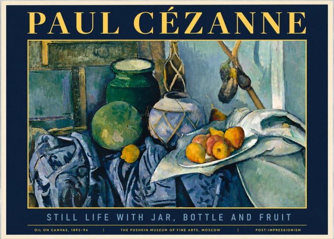 Paul Cézanne Still Life with Jar, Bottle and Fruit No6 - Affiche