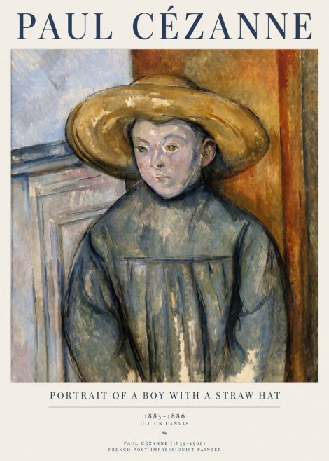Paul Cézanne Portrait of a Boy with a Straw Hat No1 - Affiche