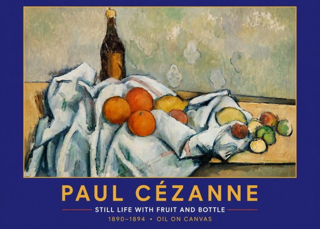 Paul Cézanne Still Life with Fruit and Bottle No2 - Affiche