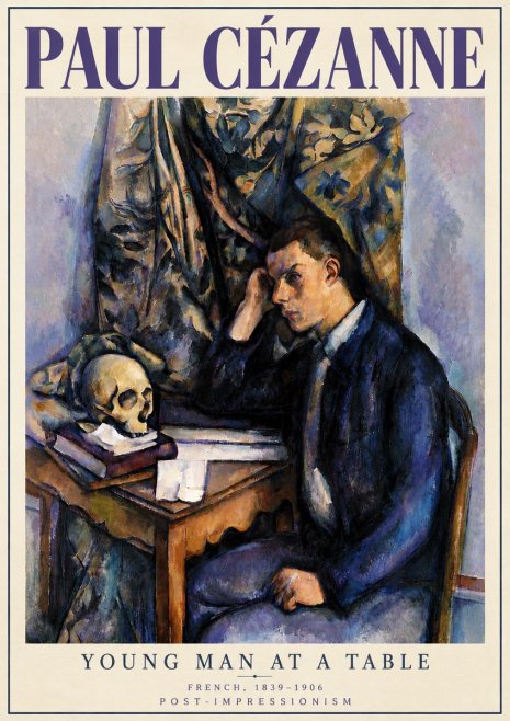 Paul Cézanne Young Man at a Table No6 - Affiche