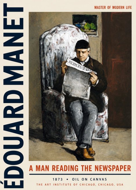 Édouard Manet A Man Reading the Newspaper No3 - Affiche
