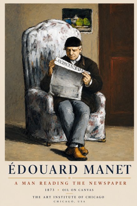 Édouard Manet A Man Reading the Newspaper No4 - Affiche