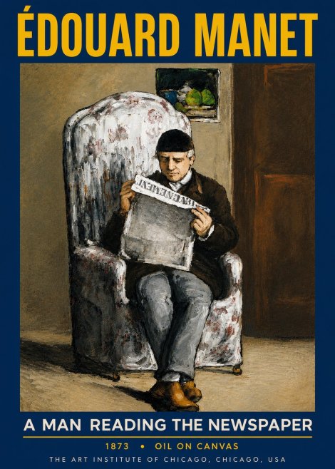 Édouard Manet A Man Reading the Newspaper No6 - Affiche