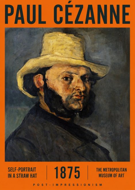 Paul Cézanne Self-portrait in a Straw Hat No2 - Affiche