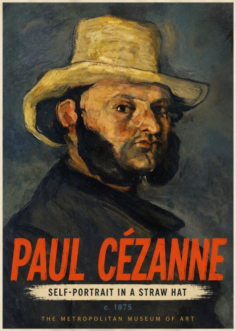 Paul Cézanne Self-portrait in a Straw Hat No4 - Affiche
