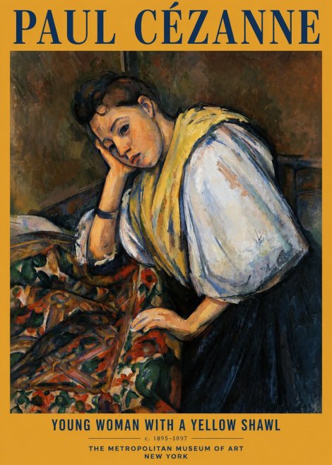 Paul Cézanne Young Woman with a Yellow Shawl No2 - Affiche
