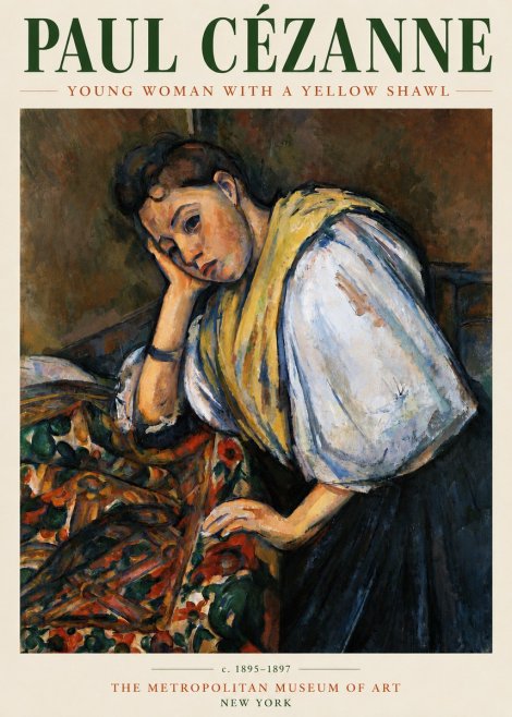 Paul Cézanne Young Woman with a Yellow Shawl No3 - Affiche