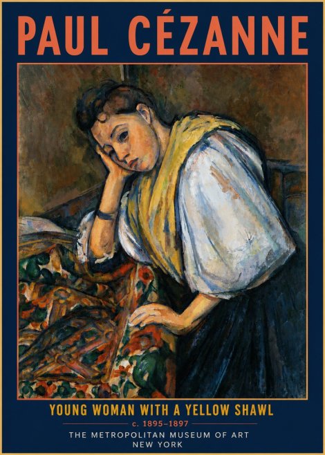 Paul Cézanne Young Woman with a Yellow Shawl No4 - Affiche