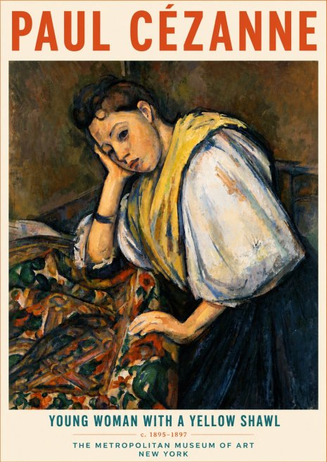 Paul Cézanne Young Woman with a Yellow Shawl No5 - Affiche