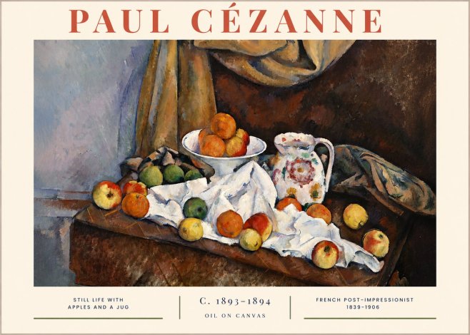 Paul Cézanne Still Life with Apples and a Jug No2 - Affiche