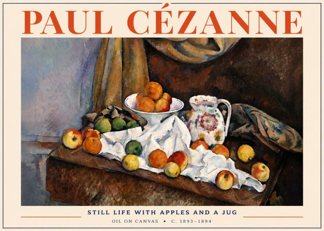 Paul Cézanne Still Life with Apples and a Jug No4 - Affiche