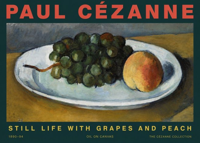 Paul Cézanne Still Life with Grapes and Peach No3 - Affiche