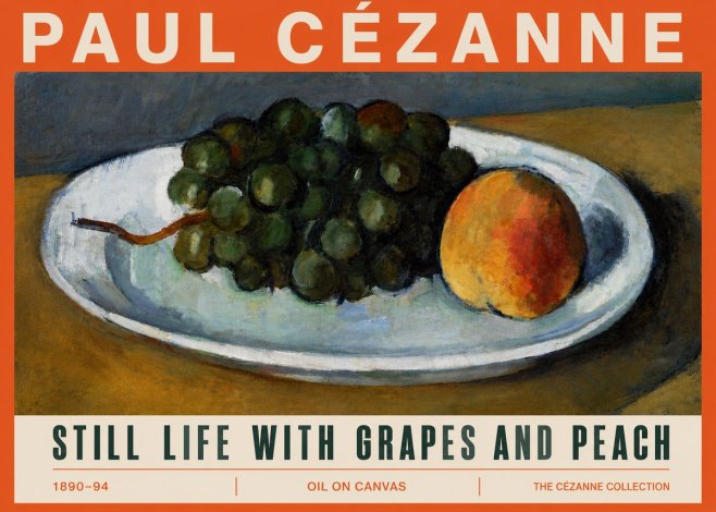 Paul Cézanne Still Life with Grapes and Peach No5 - Affiche