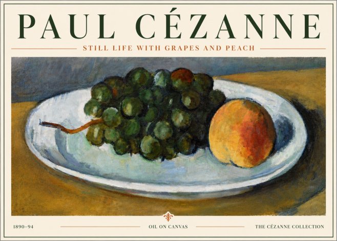 Paul Cézanne Still Life with Grapes and Peach No6 - Affiche