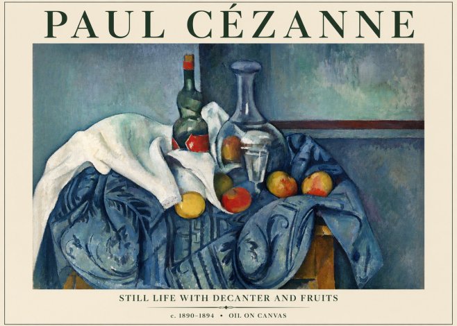 Paul Cézanne Still Life with Decanter and Fruits No3 - Affiche